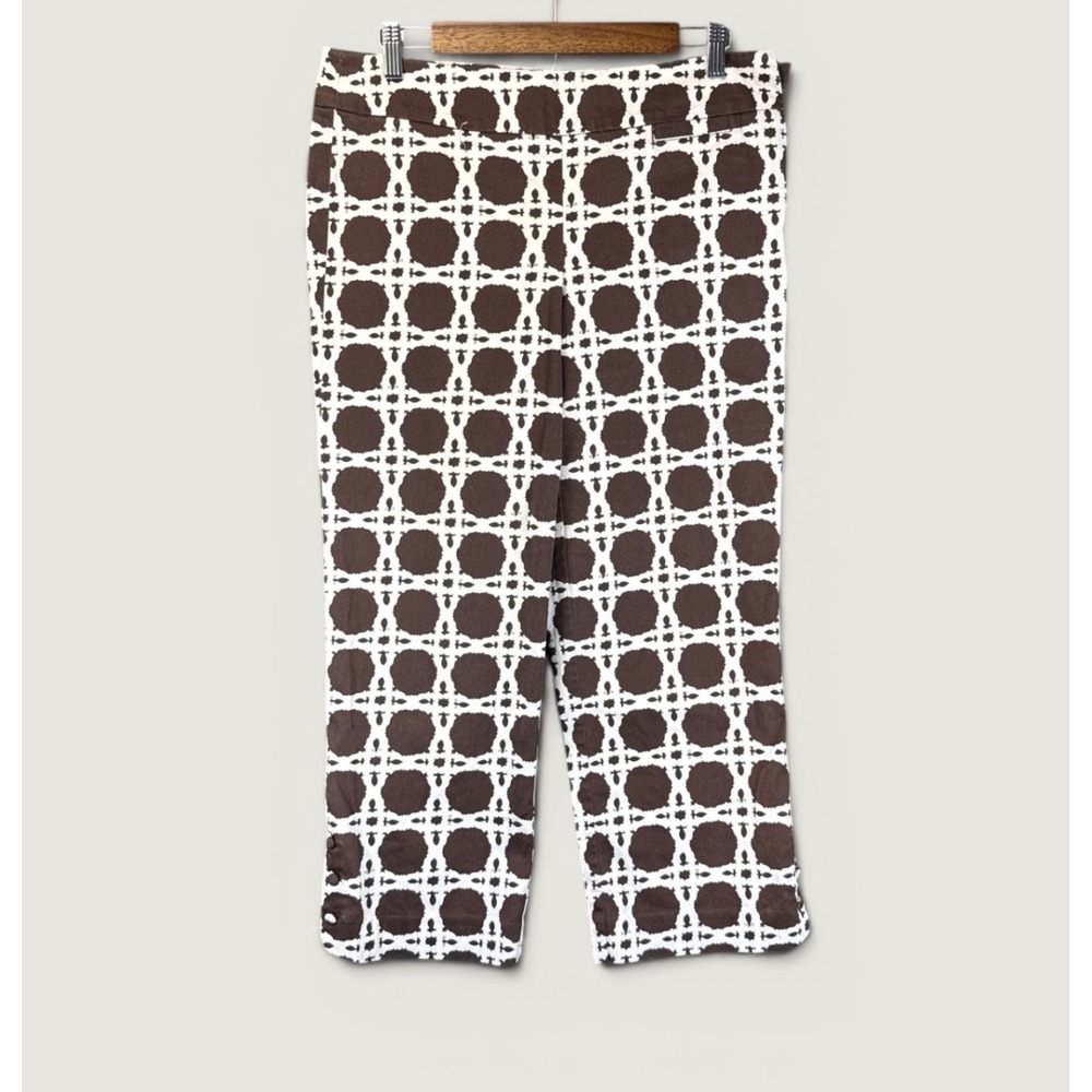 Lilly Pulitzer Palm Beach Fit Pants Womens 10 Brown Geometric Crop Ancle Preppy